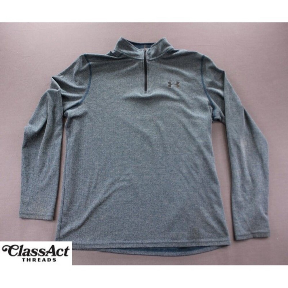 Under Armour Jacket 1/4 Zip HeatGear Teal Blue Golf Athletic Mens Threadborne M - Picture 1 of 12